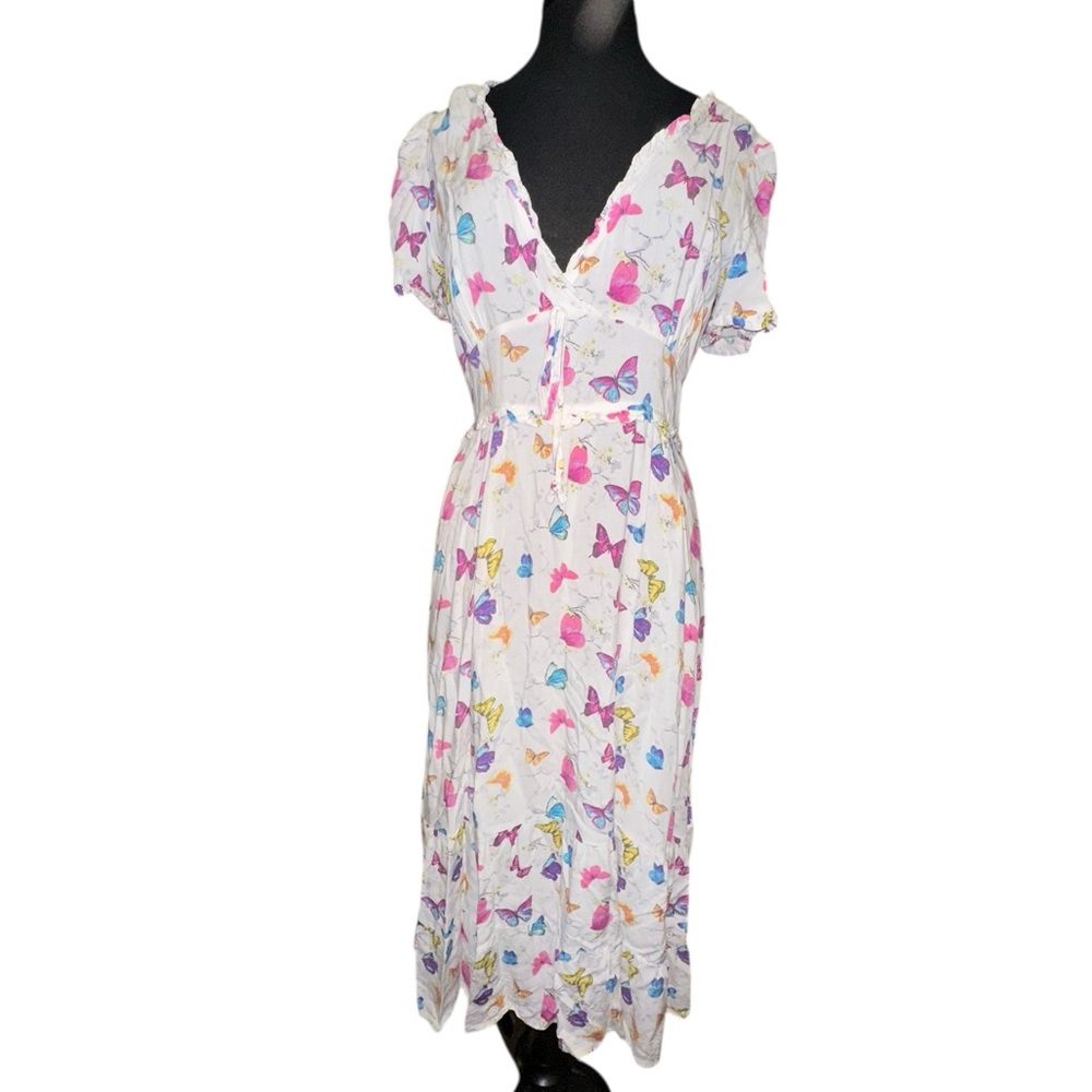 Butterfly Print Midi Dress